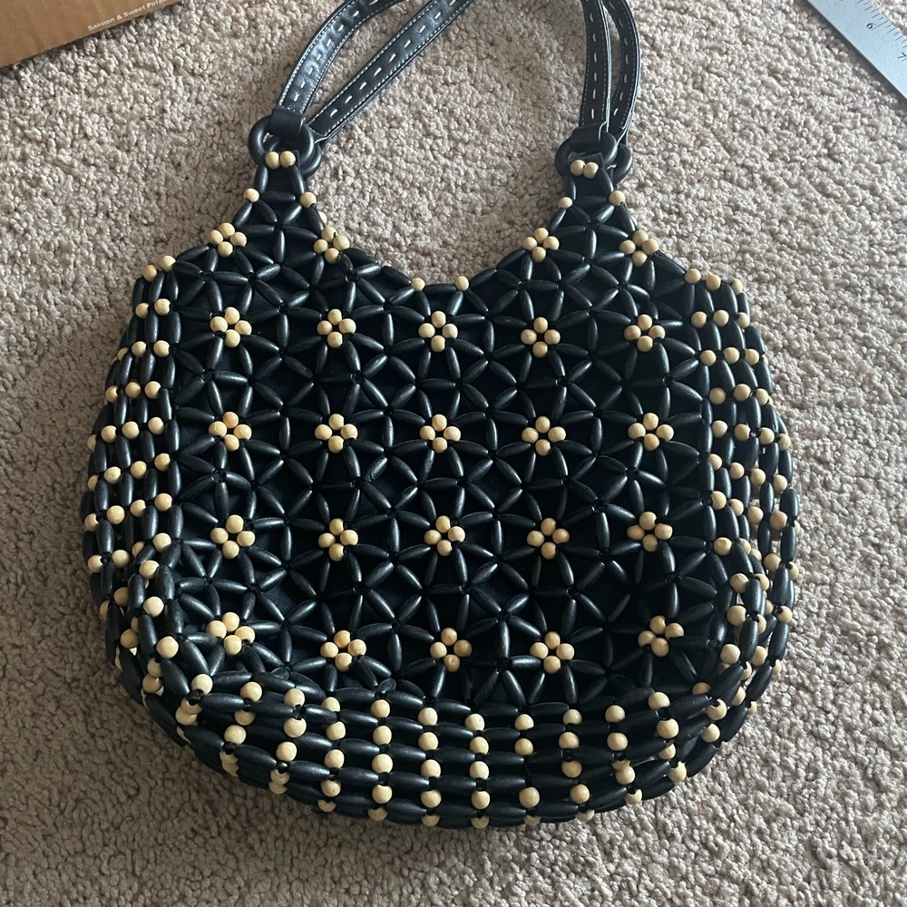 Nine West Vintage Y2K Wood Bead Shoulder Bag